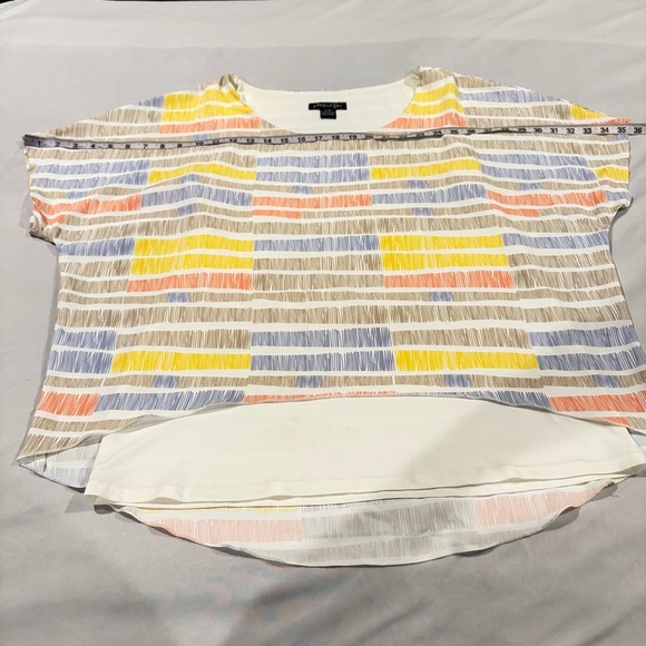 Michael Tyler Top Blouse Striped Lined Multicolor Batwing Sleeve Women’s Size L - Picture 9 of 16